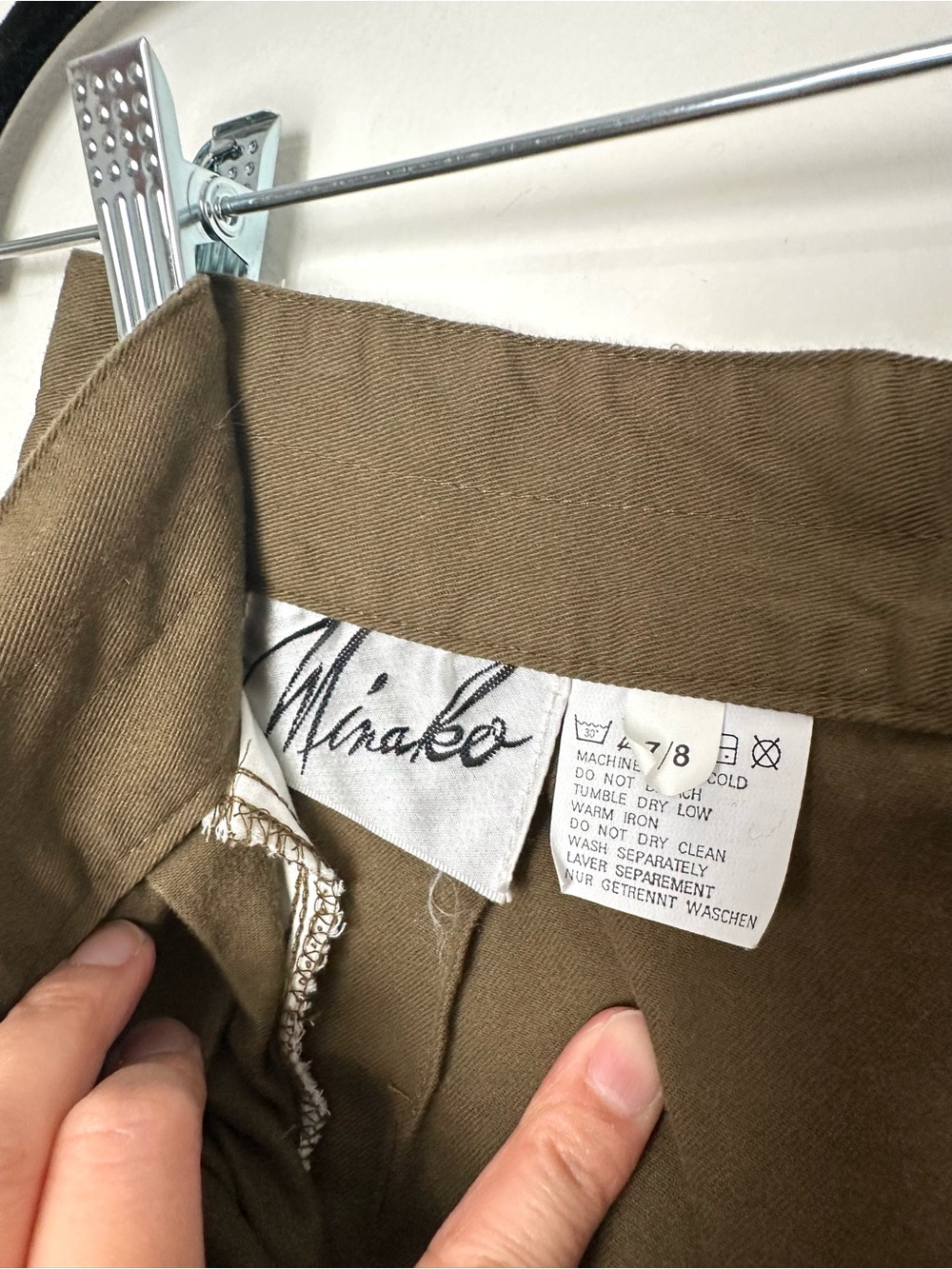 Army Green Pleated High Waisted Wide Leg Barrel Pants Minimalist Goblin Earthy - Picture 10 of 12
